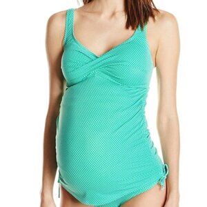 Green Polka Dot Maternity Swimsuit Size Small